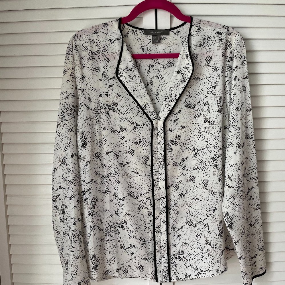Primark black and white blouse size 12